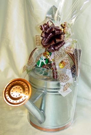 Gardener's Gift in a Watering Can with Tools Wrapped
