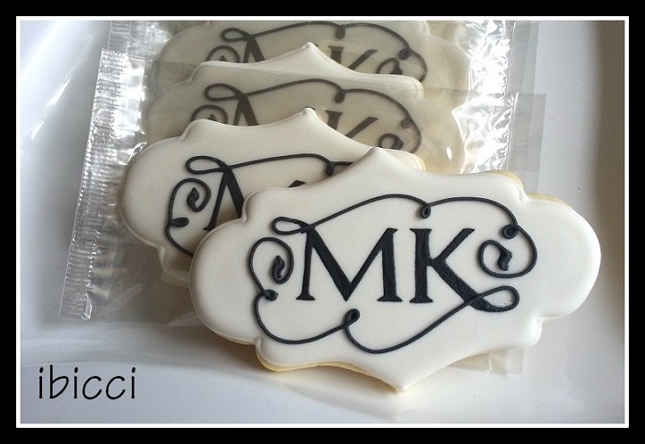 MK monogram wedding cookies